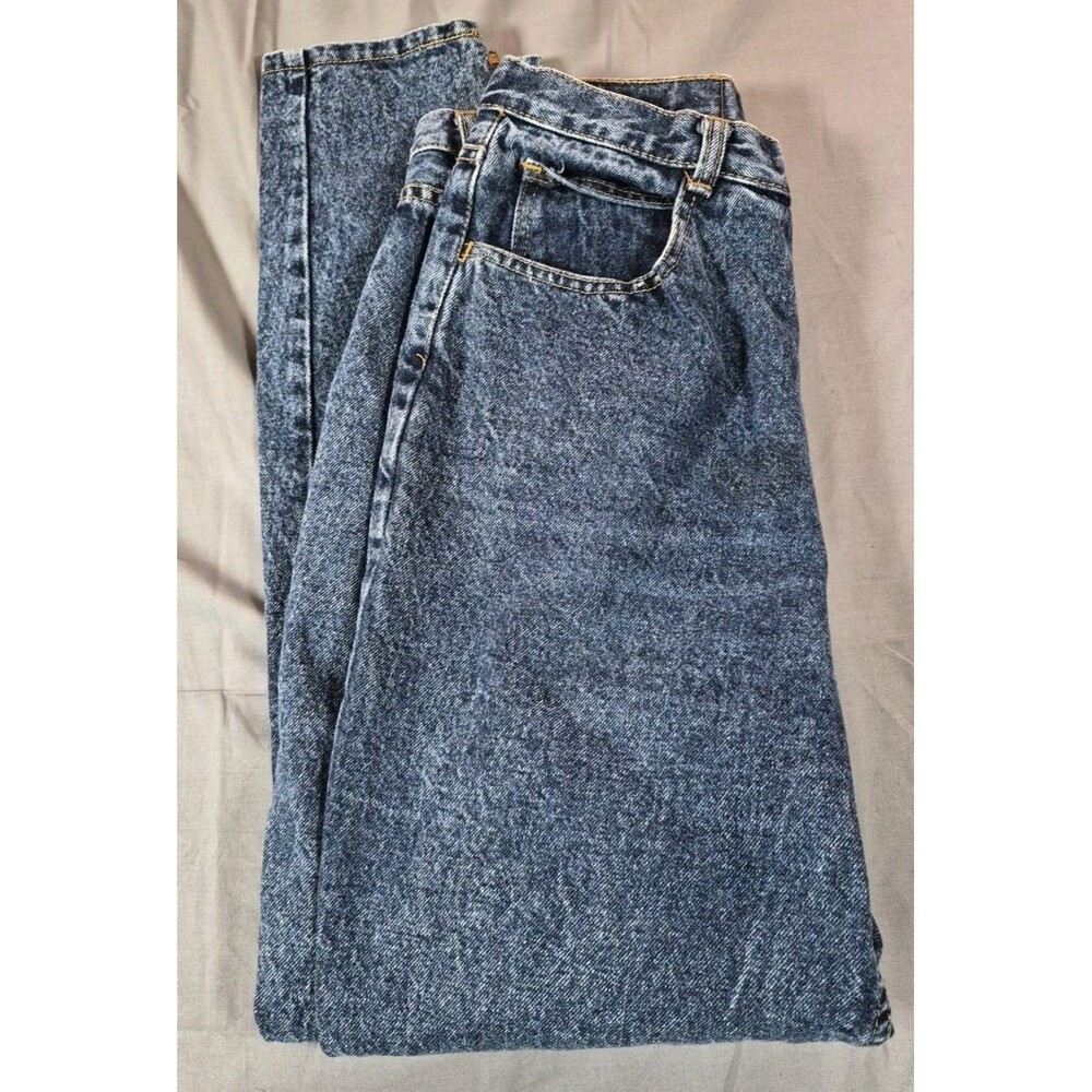 Vtg 1980s Jordache Stone Washed Mom Jeans Womens Size 32 Tapered Zip Bow Leg Hem